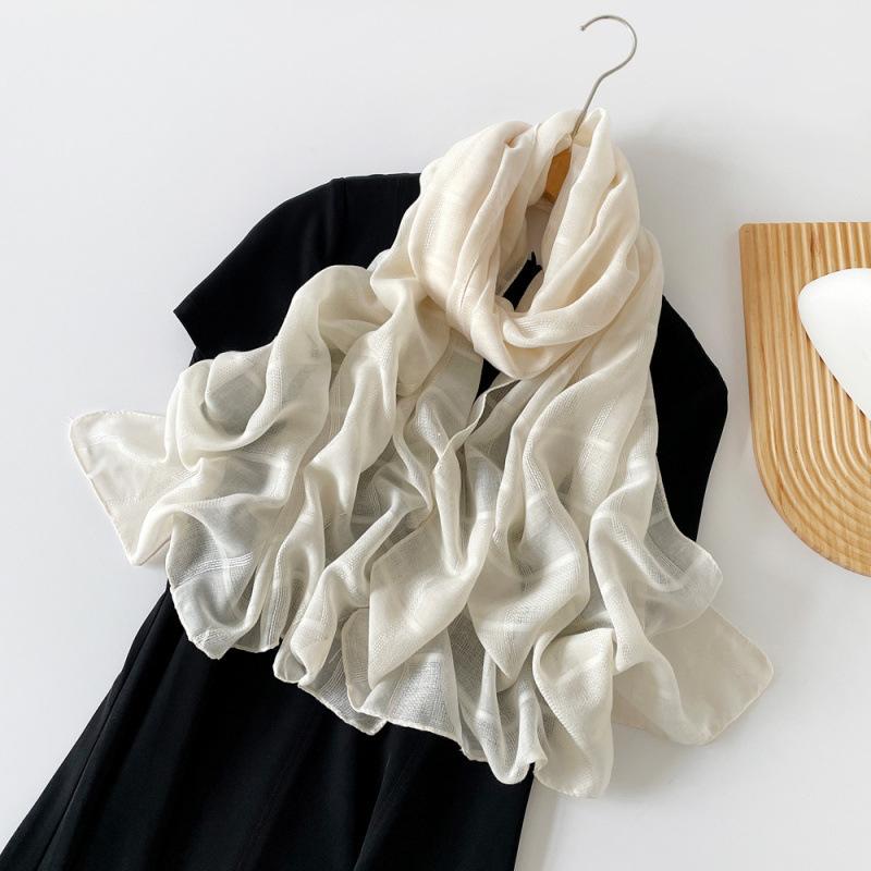 Solid Color Scarf for Women  European and American Headscarf  Spring and Summer Black Medium-length Scarf  Long Shawl