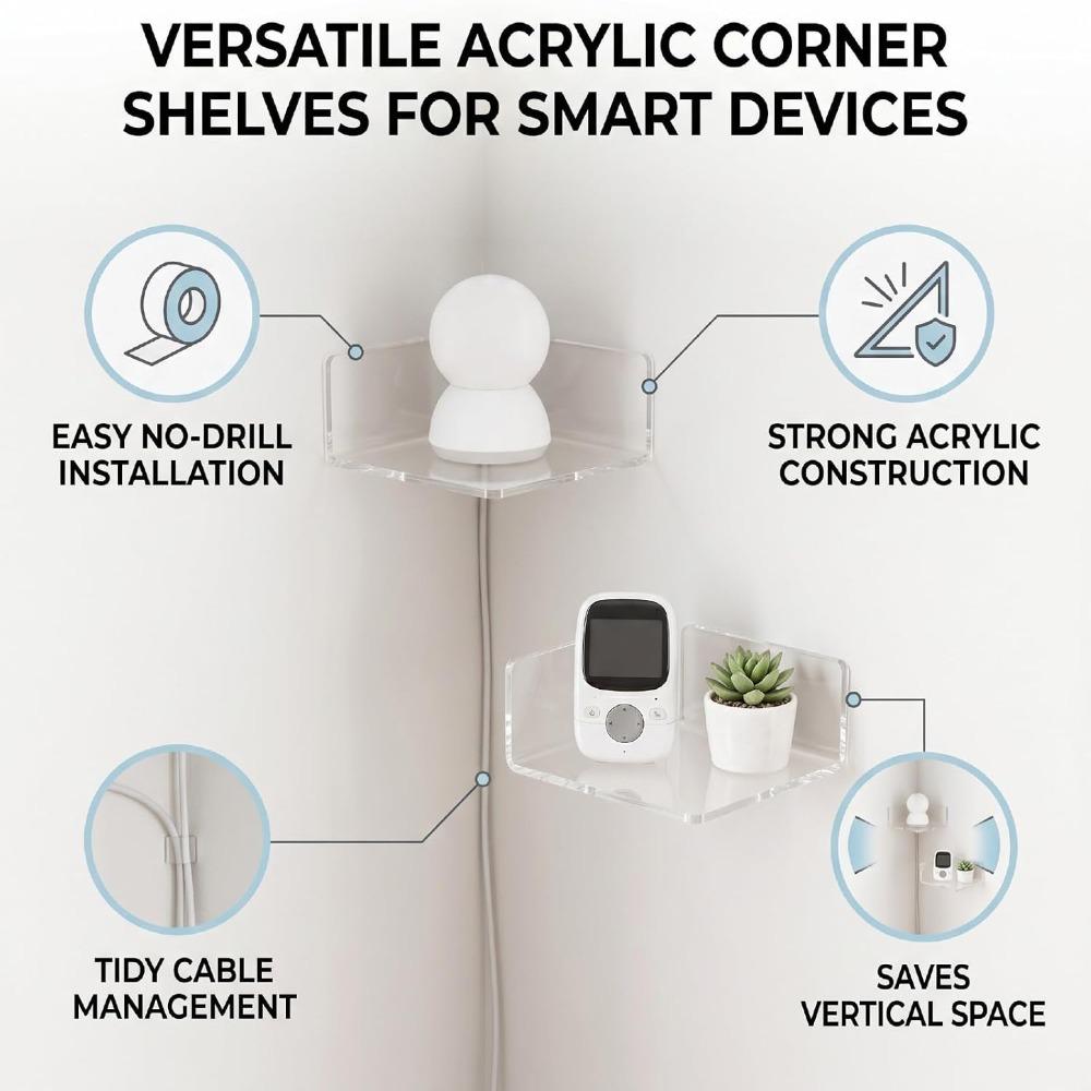 3pcs 3.46*3.46*1.77in Floating Wall Shelves Wall Mounted Smart Device Shelves For Security Camera