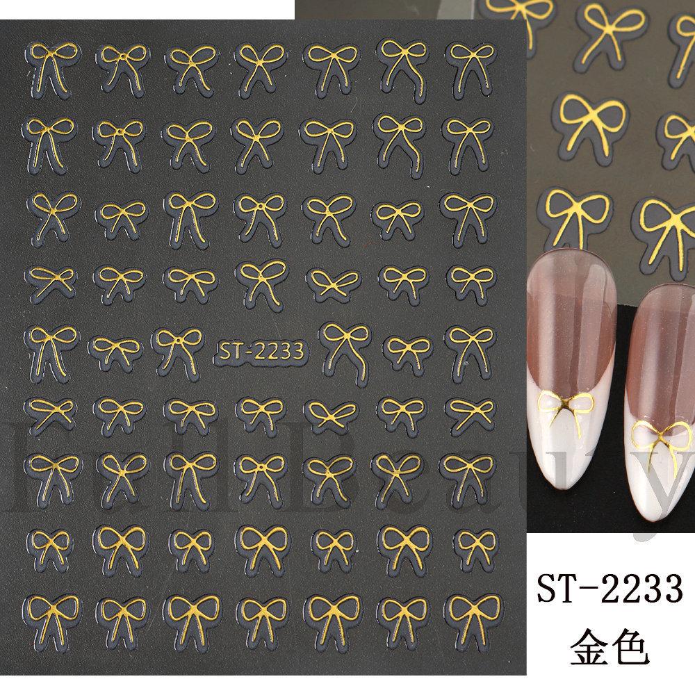 Nail Art Sticker, Japanese Simple Gold And Silver Red Shorts, Streamer Bow, Adhesive Nail Sticker.