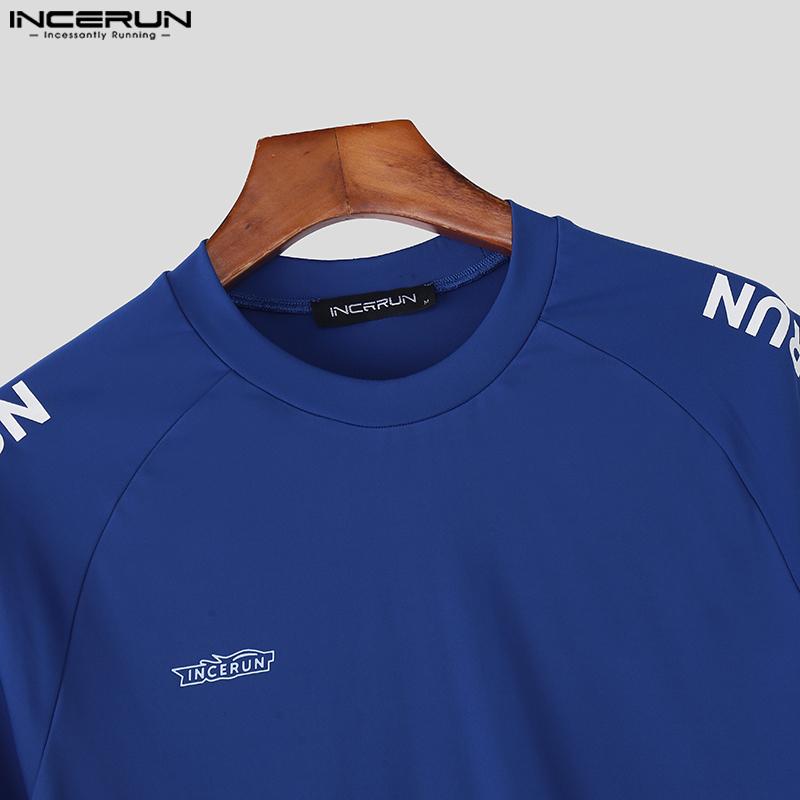 INCERUN 2 STÜCKE Herren Kurzarmhemden Kurze Hosen Lässig Figurbetont Sportlich Zweiteilige Sets