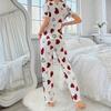 Women's Sleepwear, Short Sleeved Pants, Comfortable Heart Printed Casual Home Suit Set, Sleepwear Suitable For Women To Wear Outside