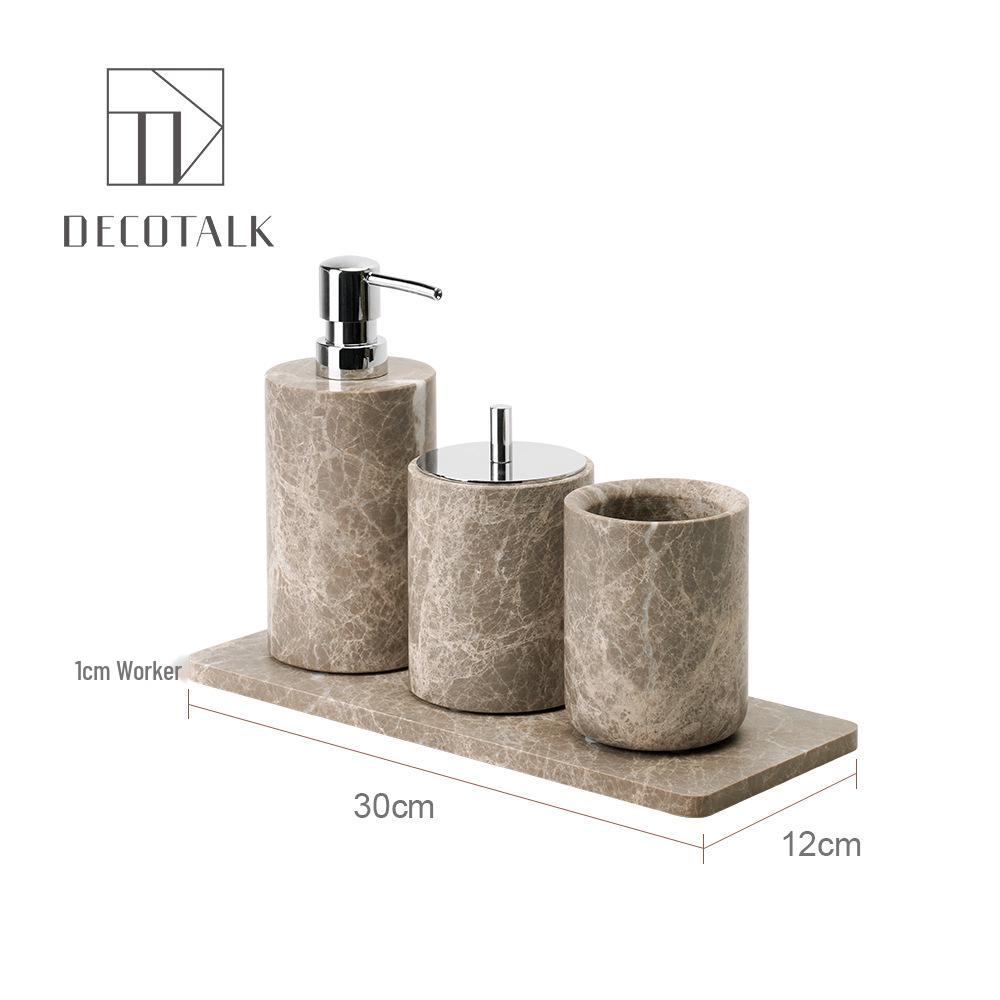 DecoTalk Wabi-Sabi Marble Bathroom Set: Matte Washbasin, Aroma Diffuser, Tissue Box