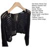 Women Tops Loose Fit Casual Knitted Blouse Solid Color Hollow Design Lace-up Summer Sun Protection Short Blouse