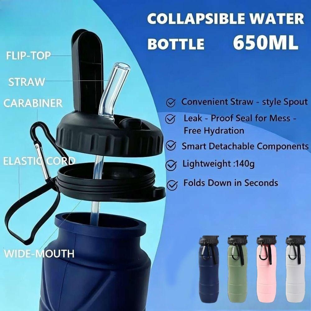 Collapsible Water Bottle Leakproof Seal Travel Water Bottle BPA Free Straw Bottle Cycling