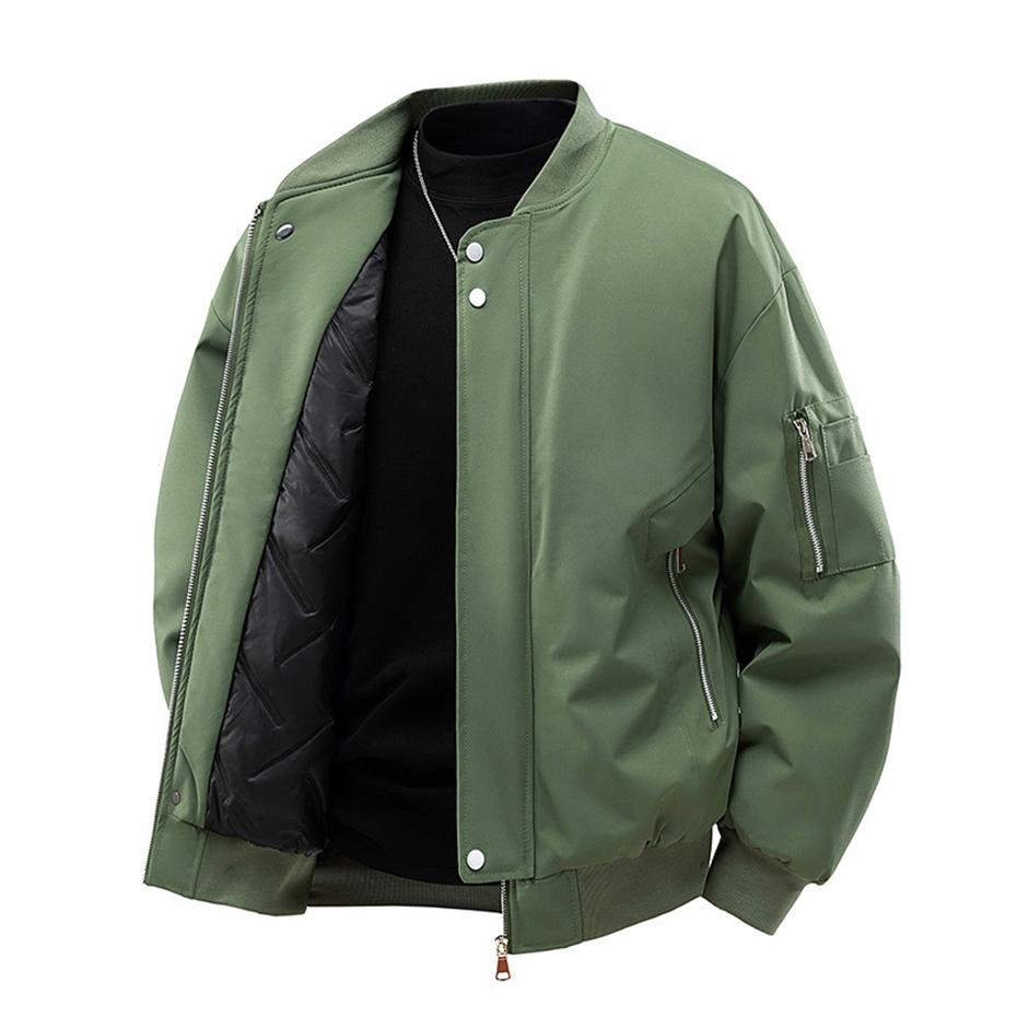 

Зимние теплые куртки мужские больших размеров однотонные куртки в стиле varsity модные повседневные бейсбольные куртки пальто мужские большие размеры 9XL 2XL(74 to 82kg) зелёный