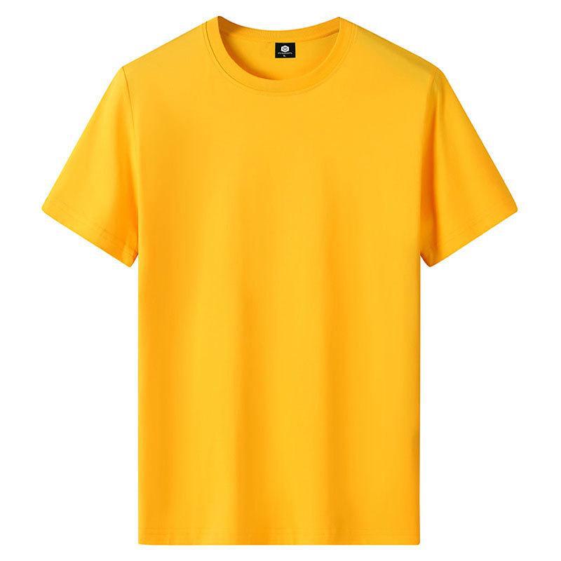 

Мужская летняя футболка свободного кроя из хлопка — короткий рукав, круглый вырез, размер плюс, повседневная однотонная. 2XL жёлтый