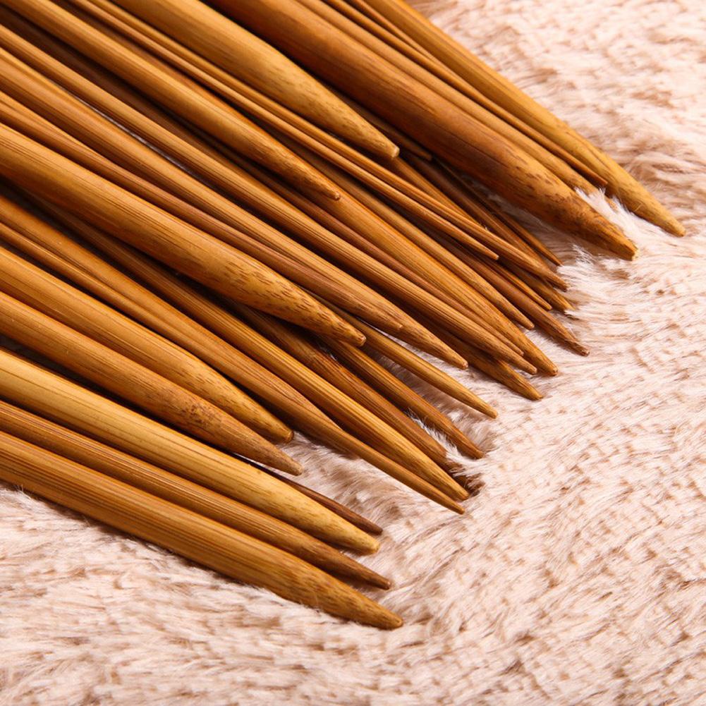 36pcs 18 Size Bamboo Knitting Needle Wool Weaving Handle Knitting Needles Single-pointed Art Crafts Portable for Sweater Scarf