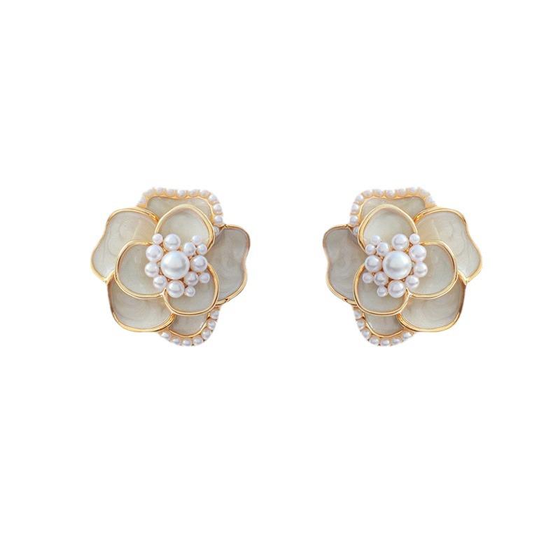 S925 Silver Needle Camellia Stud Earrings for Women - High-End Luxury Design