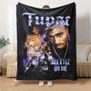 1pc 2PacHip Hop Blanket Soft Lightweight All Season Multi Purpose Throw for Sofa, Bed, Office & Picnics, French Style with Iconic Album Art & Quotes