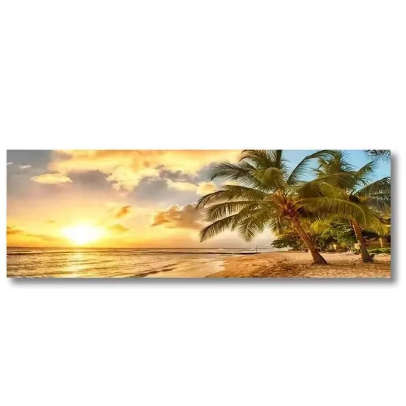 

Lazy Beach Sunset Scenery Canvas Wall Art Painting Big Size Poster Print Palm Tree Wall Art Nordic Living Room Office Decor 20x60cm No Frame