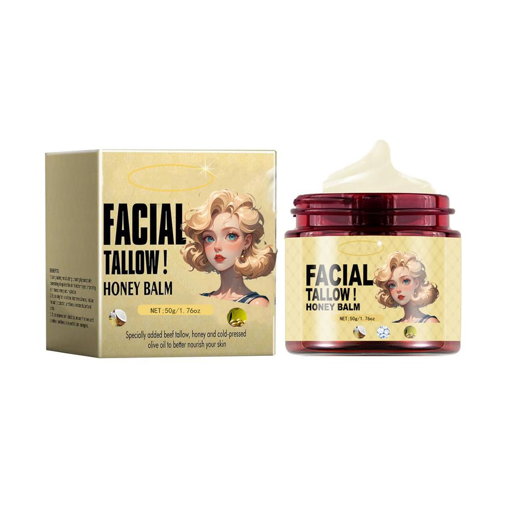 Talgfuktighetskrem, Talg Honning Fuktighetskrem, Fuktighetskrem, Hudforyngende Fuktighetskrem, Beroligende Mykgjører Sheasmør, Fri, 50g