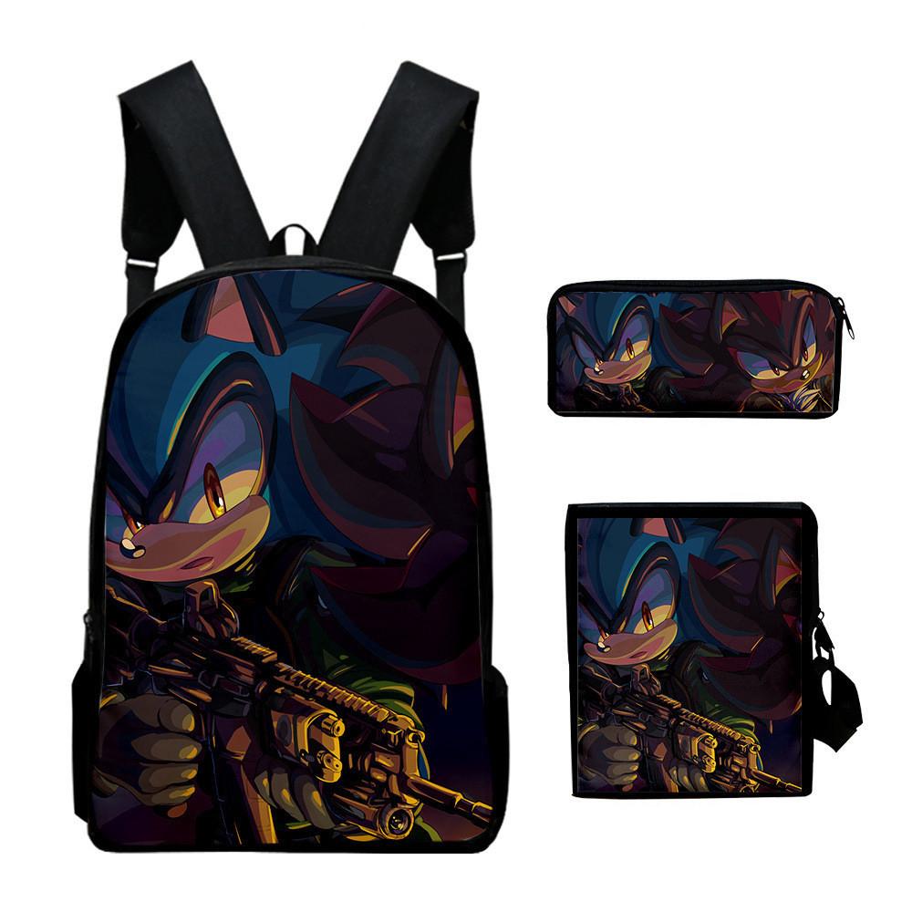 Anime Sonic Backpack Set 3D Printed Backpack Three-Piece Set