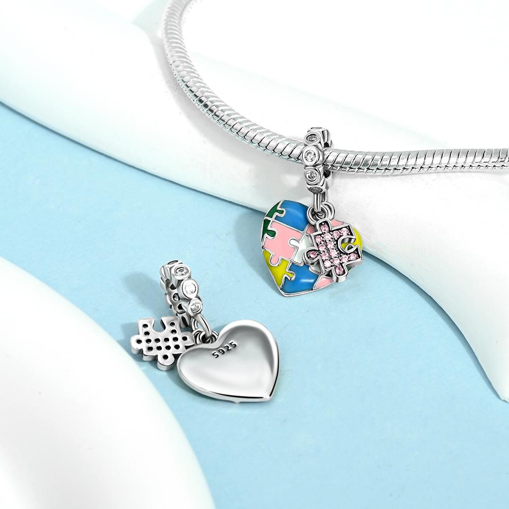 Authentic Copper Colors Heart Puzzle Tree Fit Arm Bracelet Sparkling Charms Copper Colors Authentic Bracelet For Jewelry Producing
