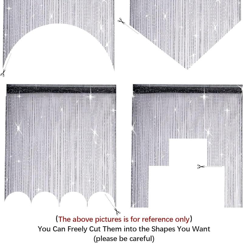 2er-Pack Glitzer-Fadenvorhänge 39x79 Zoll Fransenpaneele Raumteiler Fliegengitter für Heimdeko Tür Fenster Hochzeitsfeier Hotel Wohnzimmer Türöffnungen