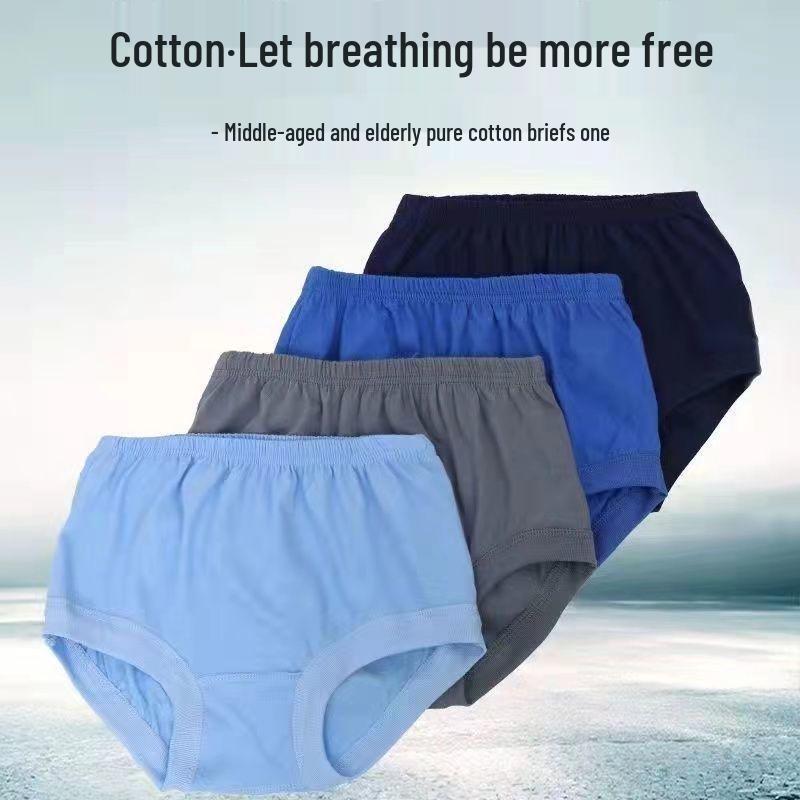 Men's High-Waisted Cotton Briefs - Comfortable, Loose Fit for Seniors, Plus Size Available