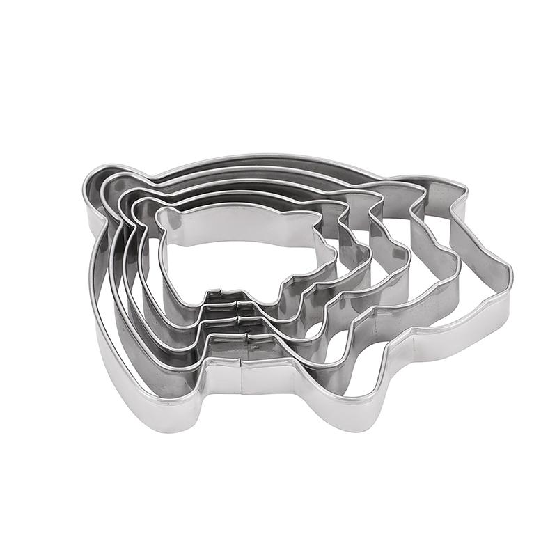 3/5Pcs Diy Biscuit Cutters Cookie Moulds Biscuit Molds Cookie Cutters Stainless Steel Material Animal Pig Shaped Baking Gadgets
