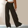 Women Autumn Winter Wardrobe Staple Versatile Draped Cotton High-Waisted Straight-leg Pants