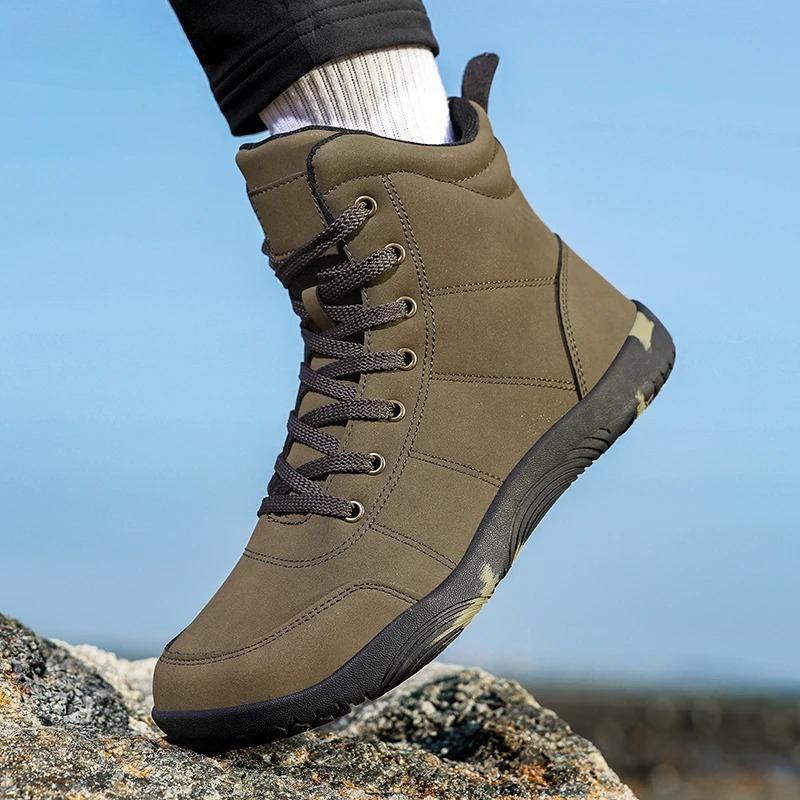 Damskie buty trekkingowe antypoślizgowe Męskie szerokie buty sportowe codzienne do trekkingu wspinaczki Modne wysokie buty ze skóry PU Wodoodporne