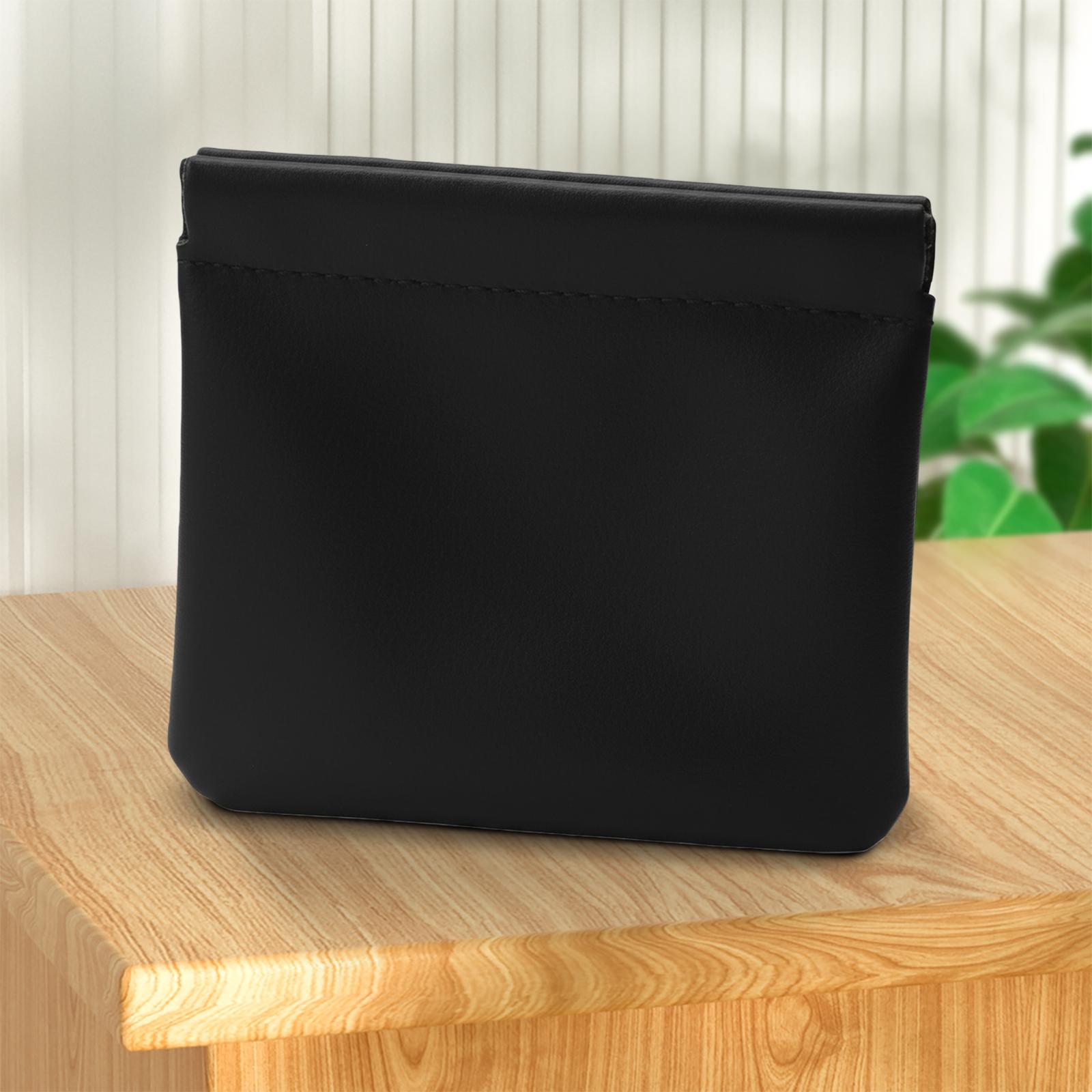 4Pcs PU Leather Automatic Closure Pouch Solid Color Mini Pocket Cosmetic Bag Self-Closing Storage Bag for Jewelry Lipstick