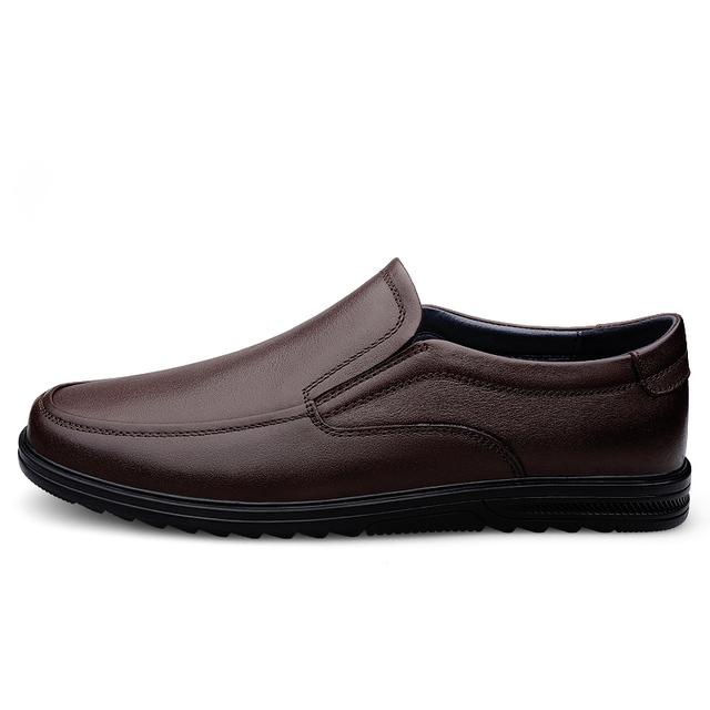 Autumn Winter Men's Casual Shoes Genuine Leather Slip On Loafers Male Waterproof Comfortable Platform Driving Shoes For Men