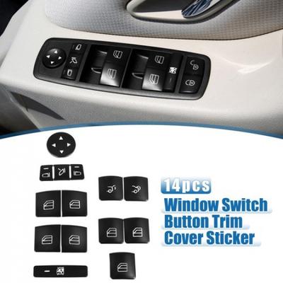 14pc Window Switch Button Trim Sticker for Benz a B Class 13-17 Black