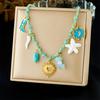 DIEYURO 316L Stainless Steel Sun Flower Heart Crystal Multi Pendant Necklace Lady Vintage Colored Woven Rope Neck Chain Jewelry