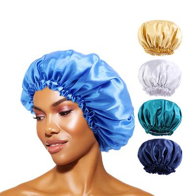 Μεγάλο Σατέν Μονόχρωμο Ελαστικό Σκουφάκι Νυχτός Γυναικείο Σκουφάκι Ντους Μπάνιου Νυχτερινό Καπέλο για τον Ύπνο Περιποίηση Μαλλιών Νυχτερινό Σκουφάκι Κάλυμμα Κεφαλής