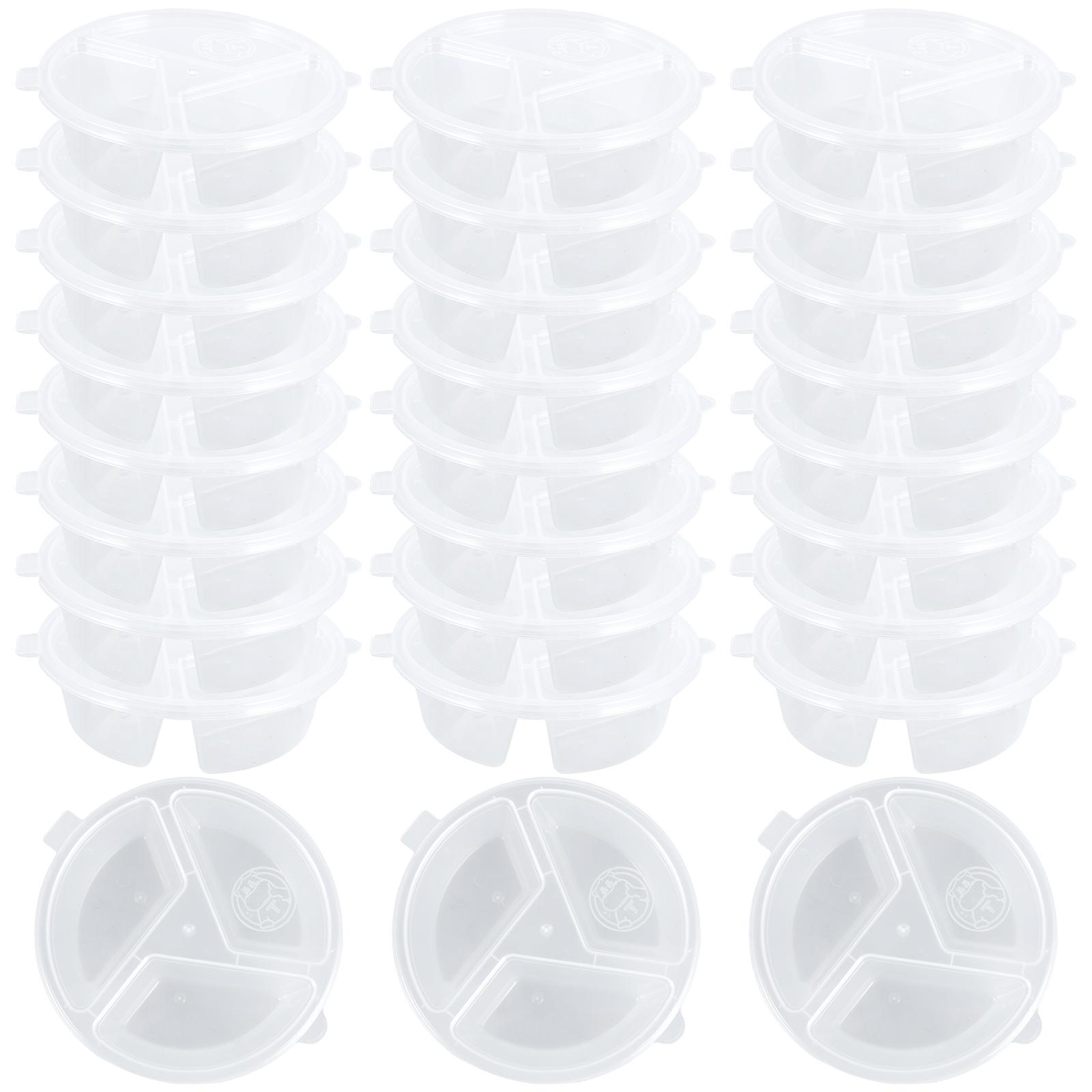 

50/100Pcs 150ml Plastic Condiment Containers 3 Compartment Dips Containers Reusable Sauce Cups With Lid Dishwasher Safe Dips
