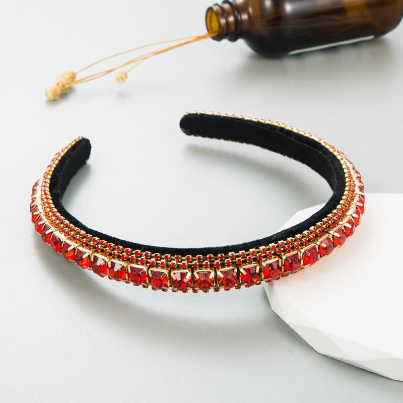 

Rhinestone Versatile Women s Headband: Baroque Gold Velvet with Full Diamond Inlay