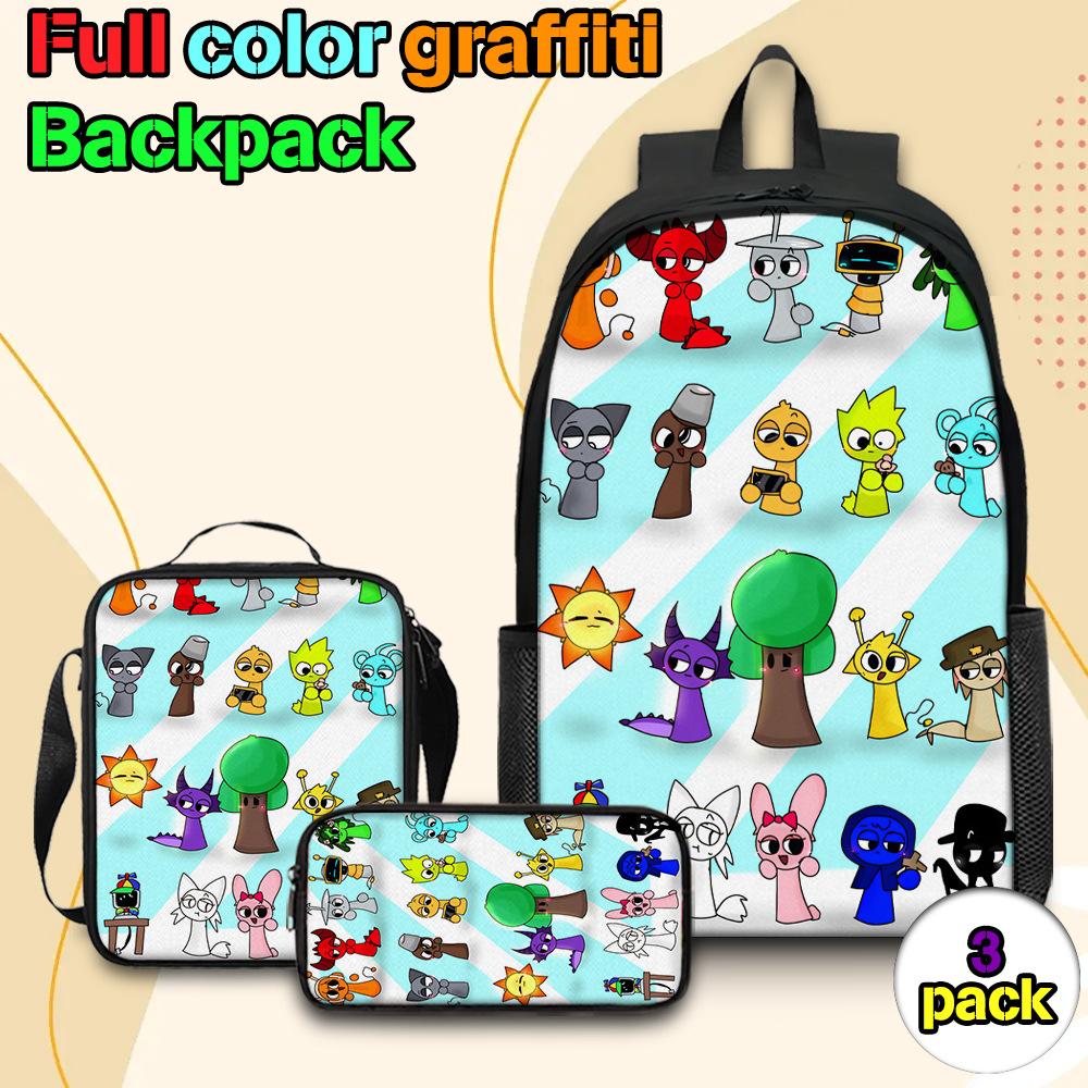 Sprunki Rhythm Box Backpack Primary School Third and Fourth Grades Lightweight Student School Bag L