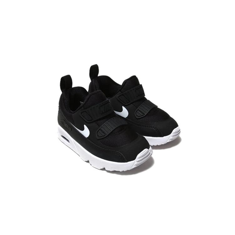 Nike Air Max Tiny 90 Fabric Low top Toddler Shoes Black White Infant And Toddler 881924-007