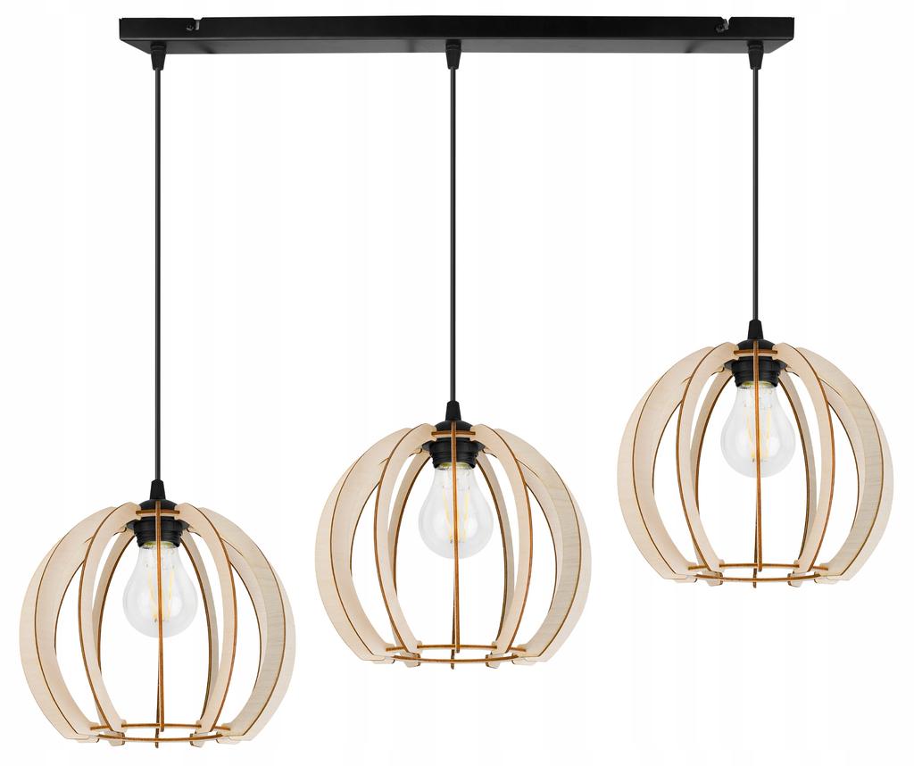 NOWOCZESNA DREWNIANA wisząca lampa sufitowa LED