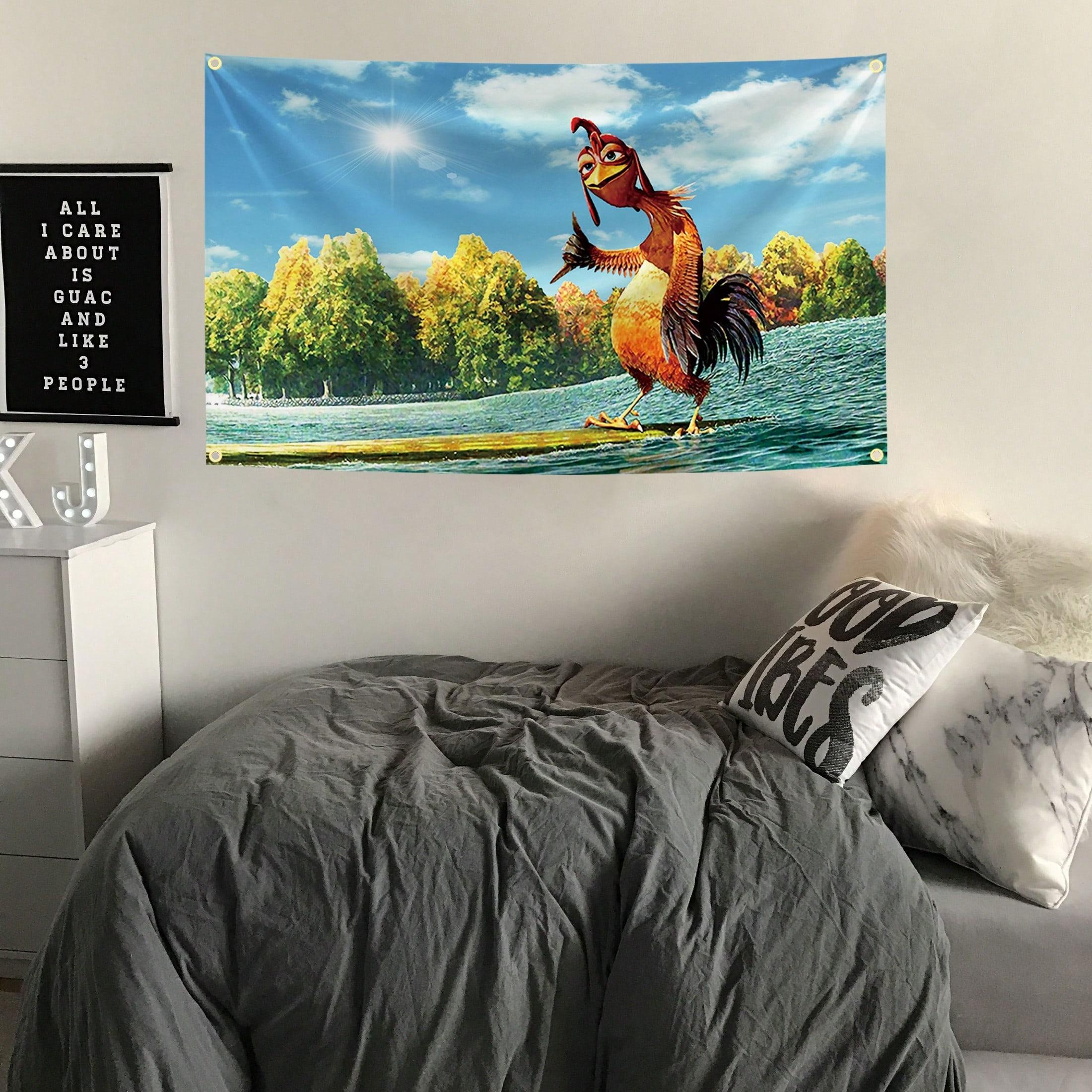 

Chicken Joe Surfs Up Funny Meme Tapestry Cartoon Wall Hanging Flag for Bedroom Living Room Dorm Halloween Party Decor Gift 74x94cm(29x37in)