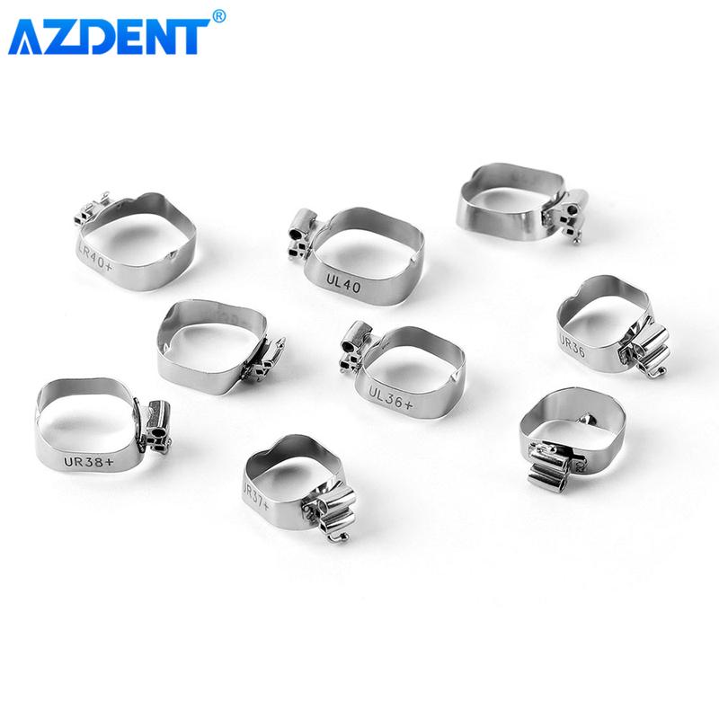 AZDENT 5Packs Dental Orthodontic Bands with Buccal Tube Triple Tubes for 1st Molar Teeth Roth.022 U3/L2 Size 35#-40#+ 4pcs/Pack