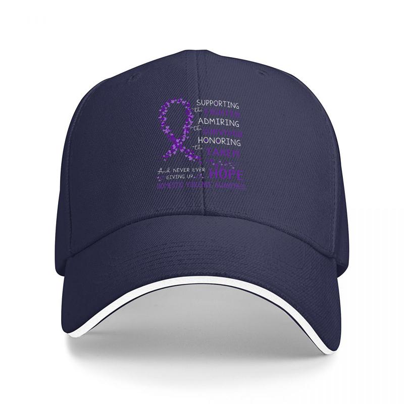 

Purple Ribbon Awareness Cap Supporting Admiring Honoring Hope for Pancreatic Cancer Awareness and Strength Adjustable