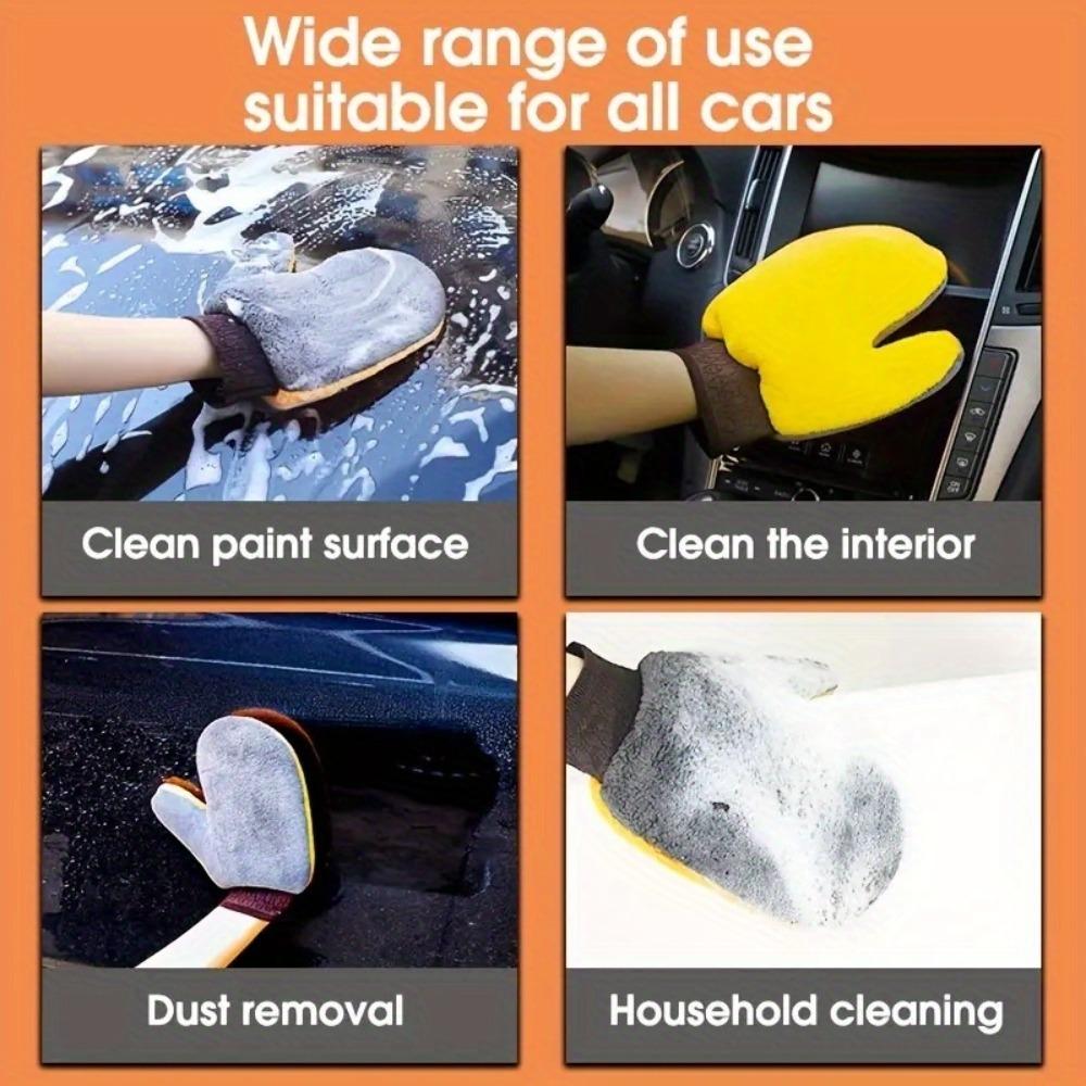 Ultra-soft Microfiber Car Wash Gloves—scratch-resistant and Reusable, with A Double-sided Terry Cloth Design Suitable for Both Dry and Wet Use