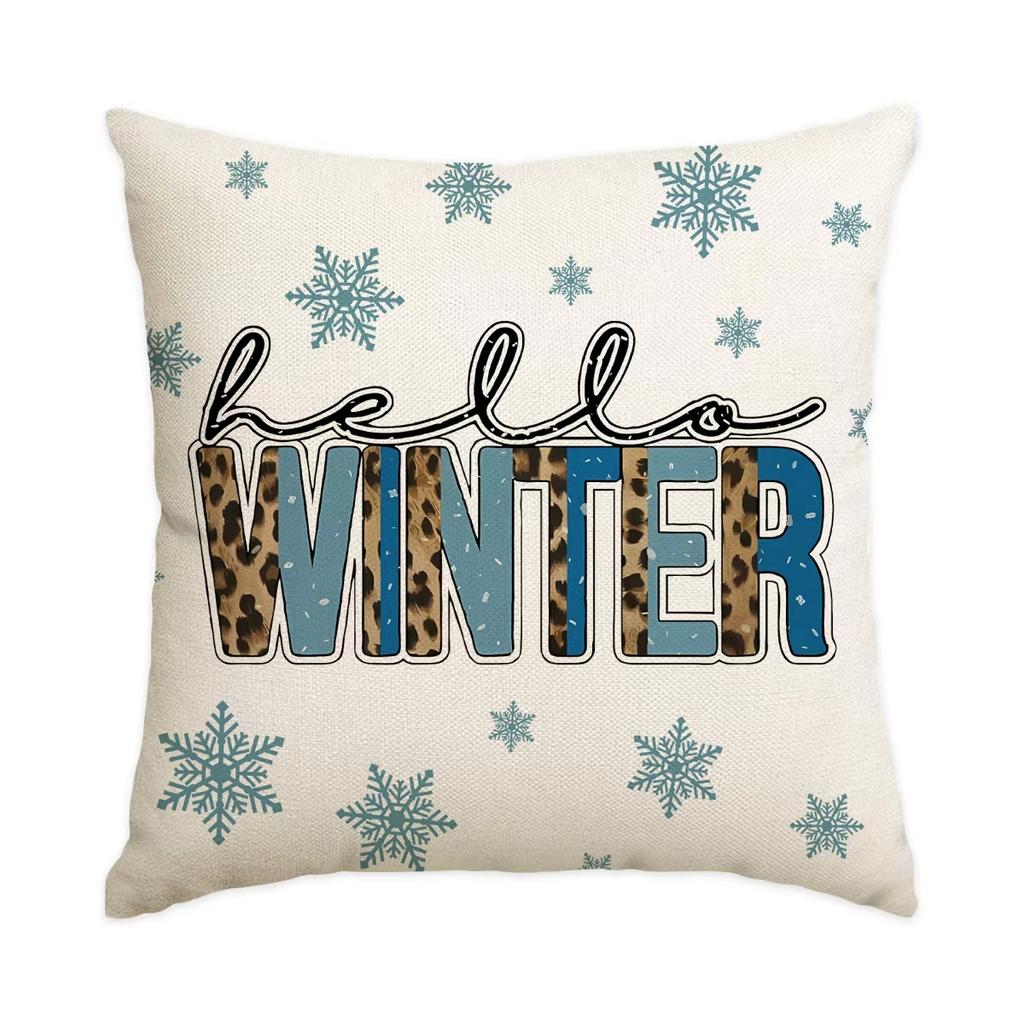 Red Snowflake Letter Christmas Pillow Cover, Holiday Print Cushion Case For Living Room Sofa Bedroom Home Decor