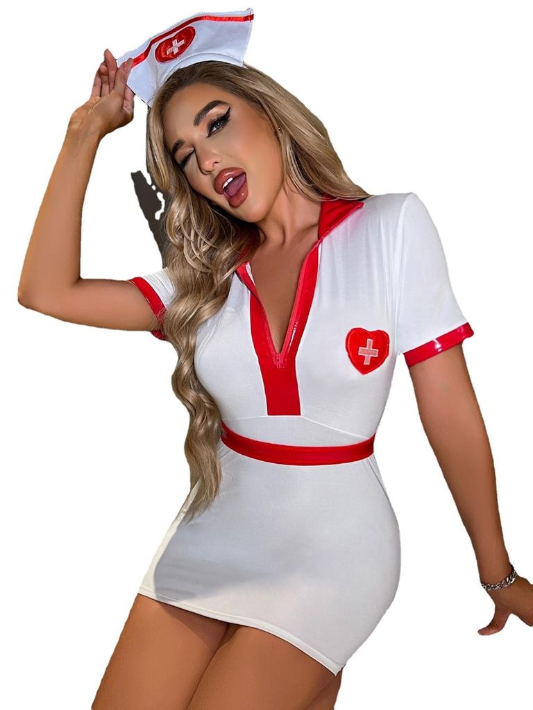 Sexy lingerie nurse uniform seduction transparent bed flirting sexy hot bed passion suit nurse play