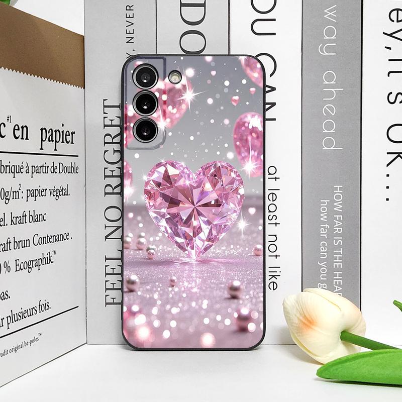 Stylish Pink Heart-Shaped Crystal Phone Case for Google Pixel 10 9 A 8 A 7A 6A 7 PRO 8 9 Pro XL 4G 5G Silicone Soft Cover Fundas