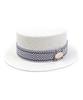 Yunibeosyeolkemiseuteuli Blue Mono Line White Flat Short Panama Hat Summer Fedora