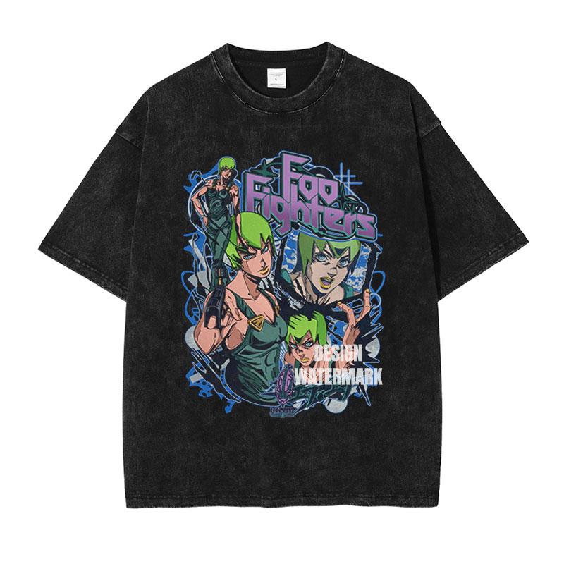 Hot Anime JoJos Bizarre Adventure Kira Yoshikage Giorno Giovanna Cool Print Tshirt Unisex Washed Cotton T Shirts Harajuku Tshirt