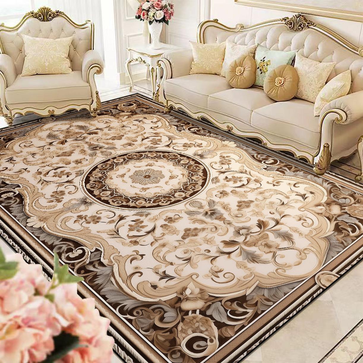 Alfombra Estilo Europeo Sala de Estar Alfombra Suave de Lujo Dormitorio Vestidor Salón Decoración Alfombra Tamaño Grande Lavable Antideslizante Felpudo 200X250CM