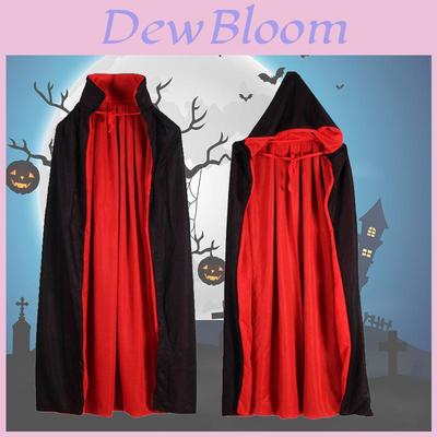 Halloween Vampire Cloak Hooded Cape For Adult And Kids Reversible Black And Red Cosplay Costume