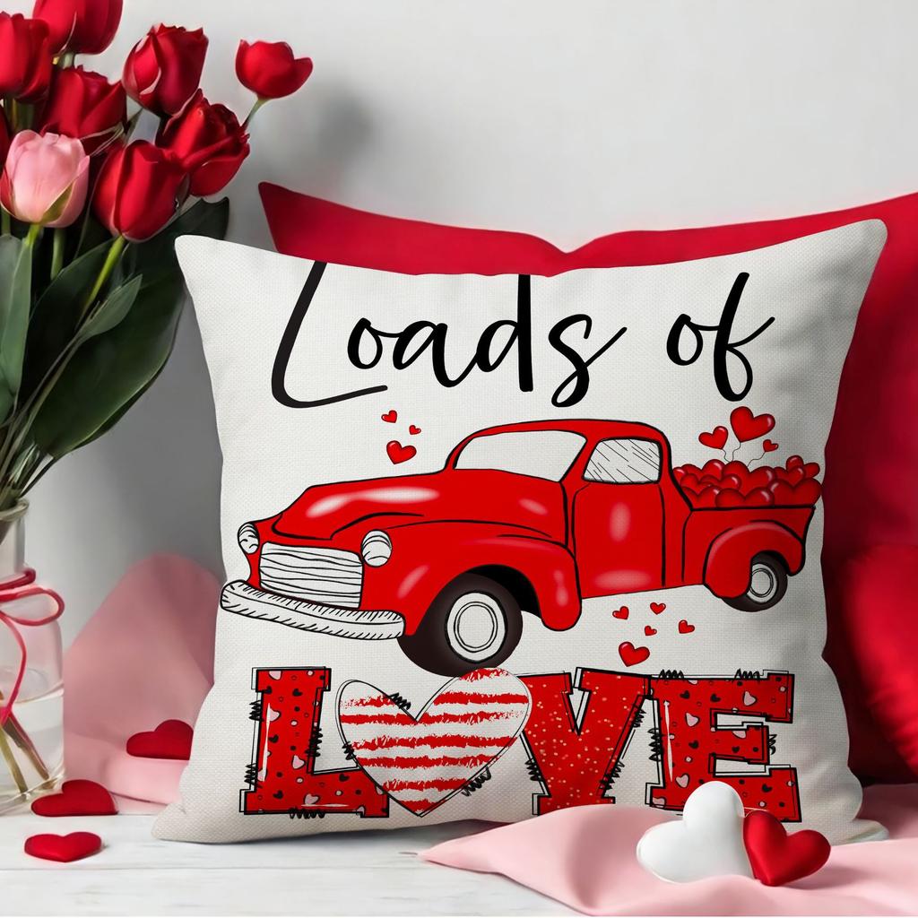 New Valentine's Day Pillow Love Letter Print Pillow Simple and Versatile Linen Pillow