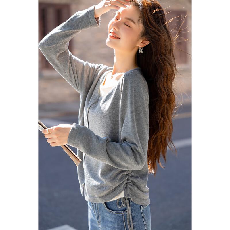 Moka Na Women's Faux Two-Piece Long-Sleeve Knit Top MKNJD3872