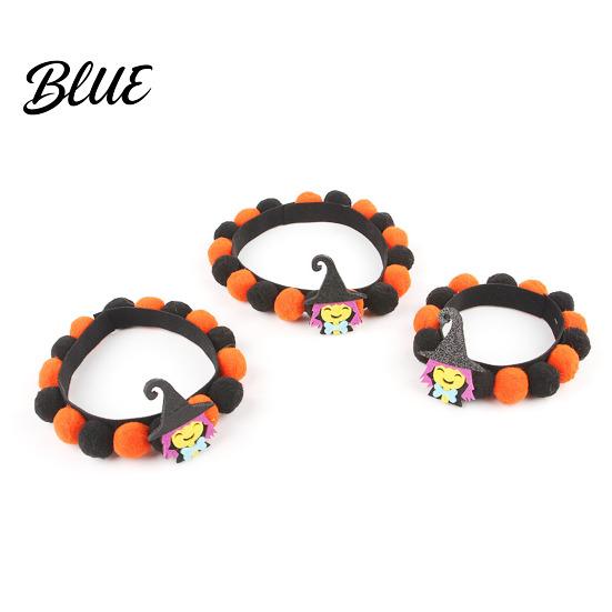 Pom-pom Pet Collar Halloween Cat Collar Adjustable Cute Pumpkin Bat Witch Dog Orange And Black Pom-poms for Cats Dogs Themed Accessories