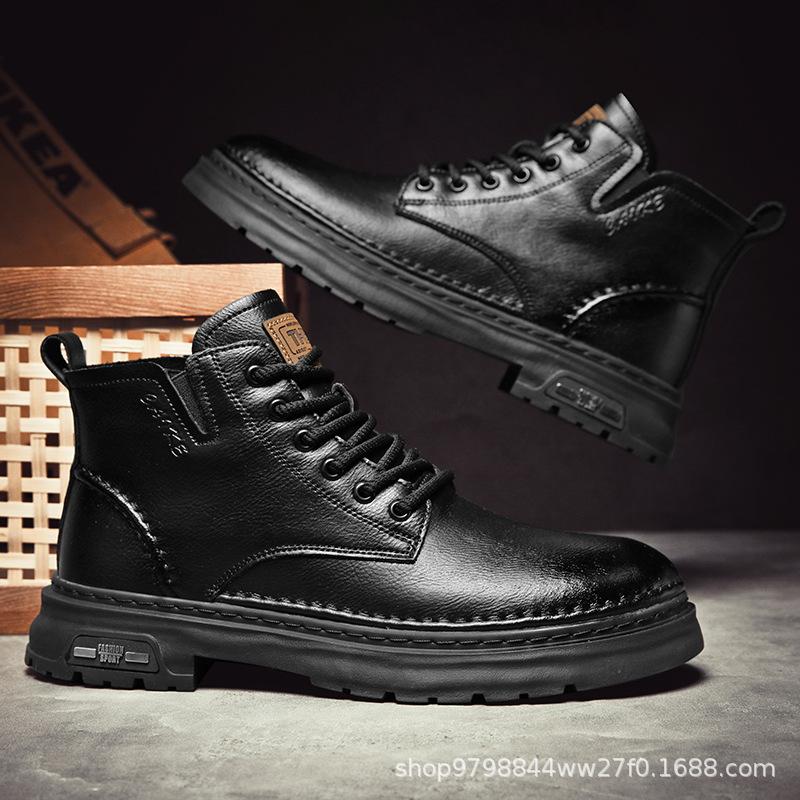 Men's shoes 2025 autumn new Martin boots thick-soled medium-top retro versatile casual tooling British style short boots