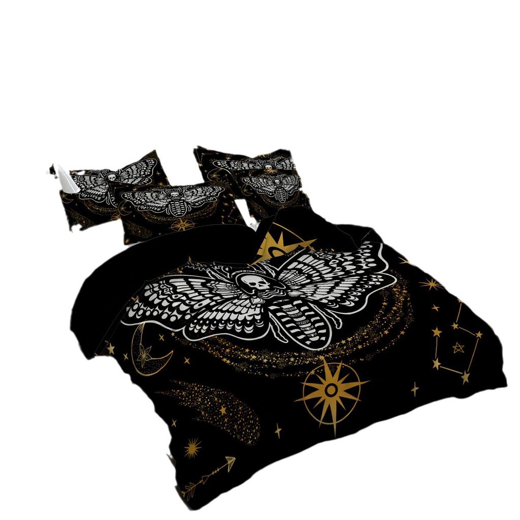Grimace Dead Moth Skull Pattern Gothic Style Digital Printing Duvet Set Bedding