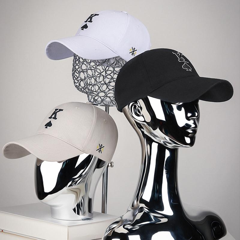 Spring Autumn Embroidered Playing Cards Spades K Letter Cap Outdoor Sunshade Baseball Cap