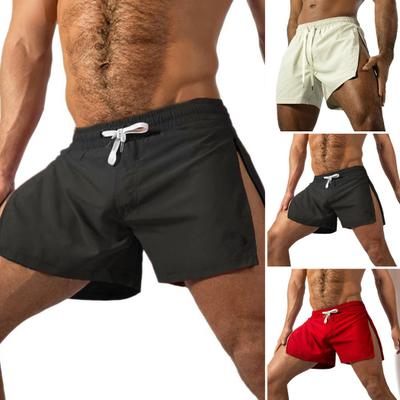 Men Fitness Shorts with Side Zipper Quick Drying Breathable Gym Workout Short